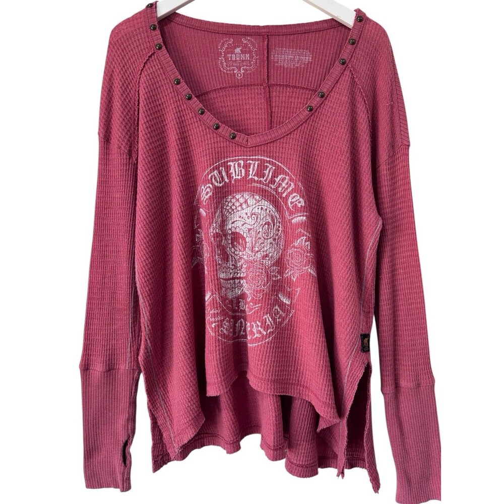 Trunk LTD ED Sublime Santeria Long Sleeve Knit Top Oversized M Y2k 90s Mauve EUC